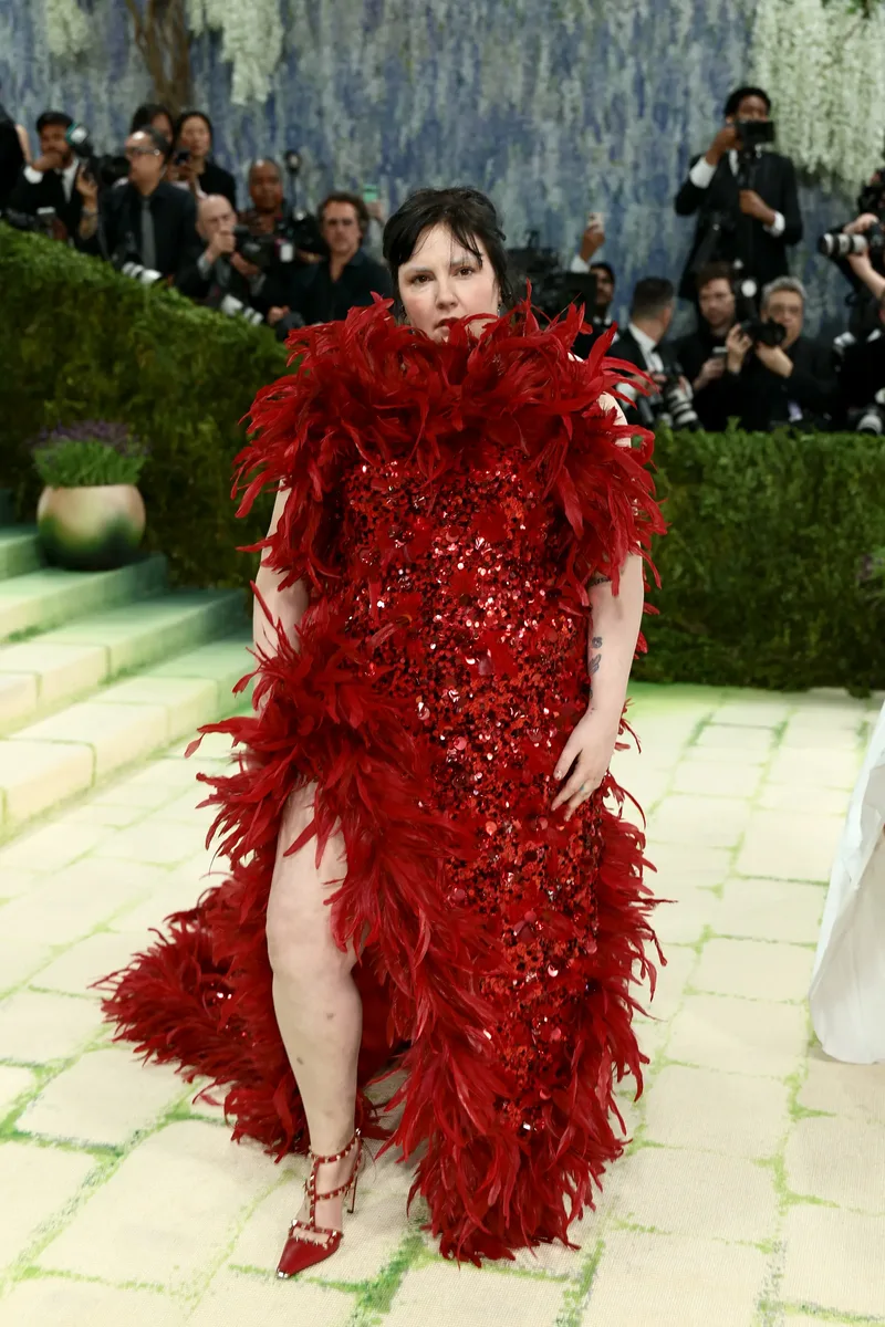 red · sequins · sheath